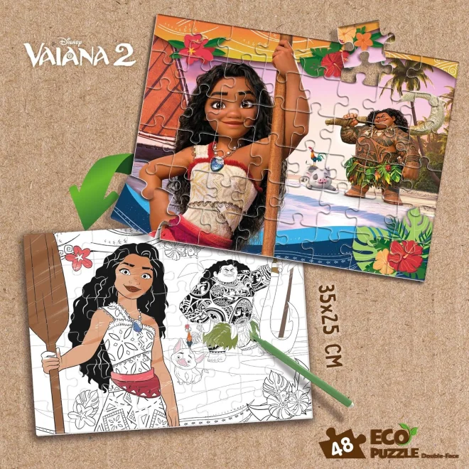 Oboustranné ECO puzzle Lisciani 48 dílků Vaiana 2 (s omalovánkou)