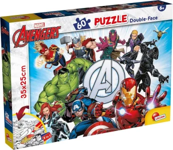 Oboustranné puzzle pro děti Lisciani 60 dílků Marvel Avengers (s omalovánkou)