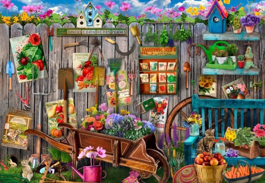 Puzzle Bluebird 1000 dílků Plot se zahradním nářadím