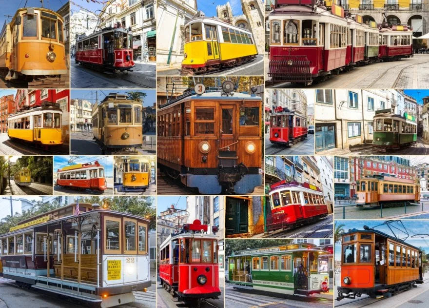 Puzzle Bluebird 1500 dílků Cesta kolem světa v tramvajích