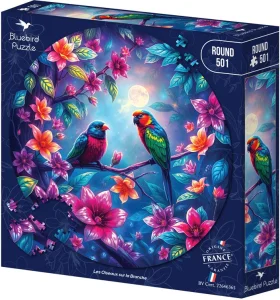 Kulaté puzzle Bluebird 501 dílků Ptáci na větvi