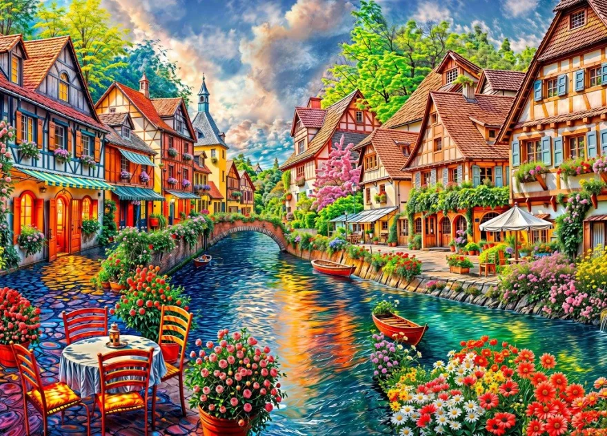 Puzzle Bluebird 1500 dílků Procházka kolem kanálu
