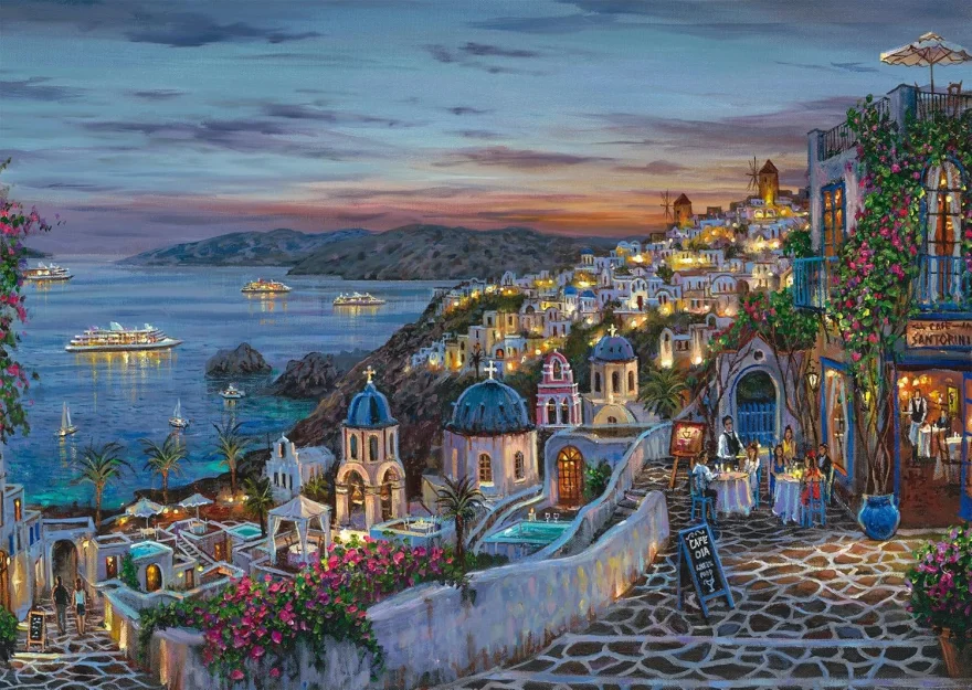 Puzzle Schmidt 1000 dílků Robert Finale - Západ slunce v Santorini