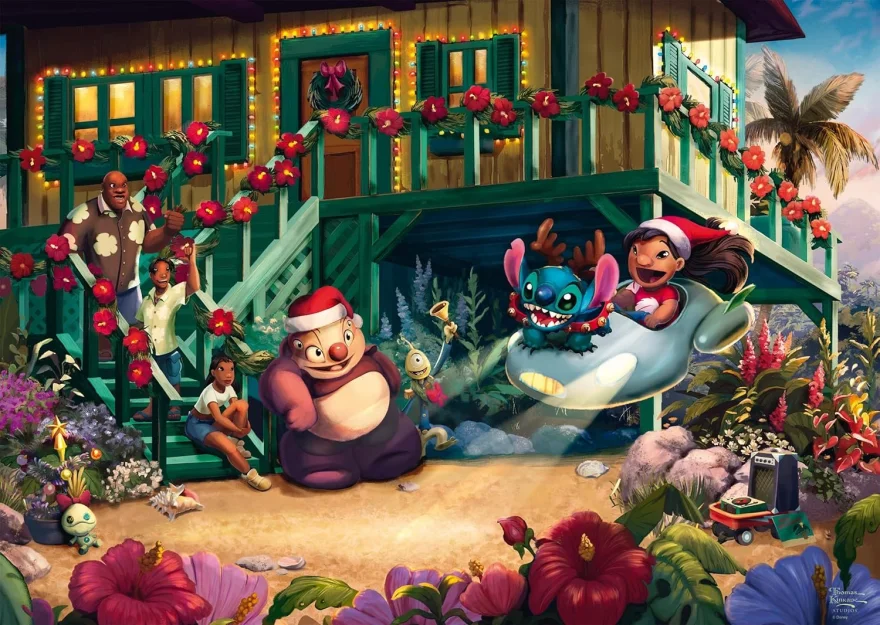 Puzzle Schmidt 1000 dílků T. Kinkade - Disney: Lilo a Stitch Aloha Vánoce
