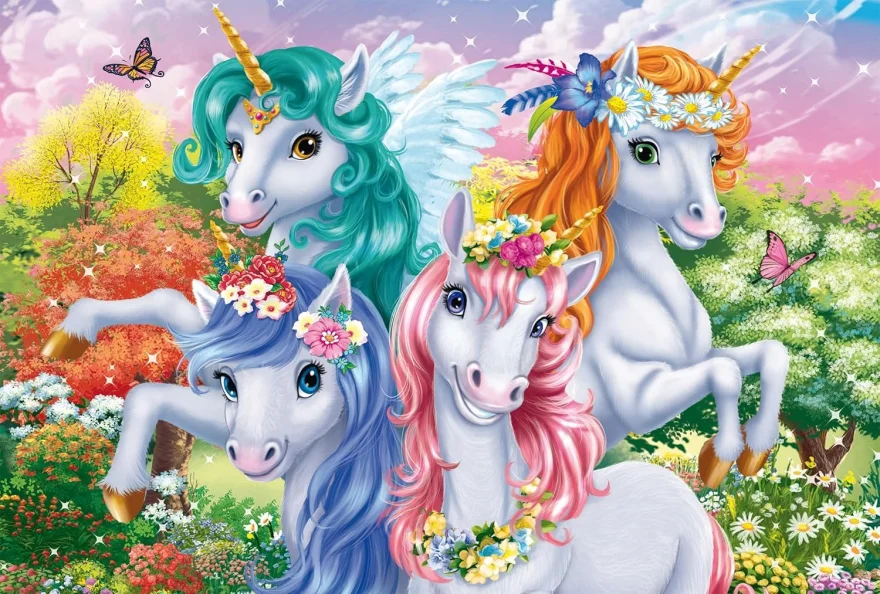 Puzzle pro děti Schmidt 100 dílků Fotka s jednorožci