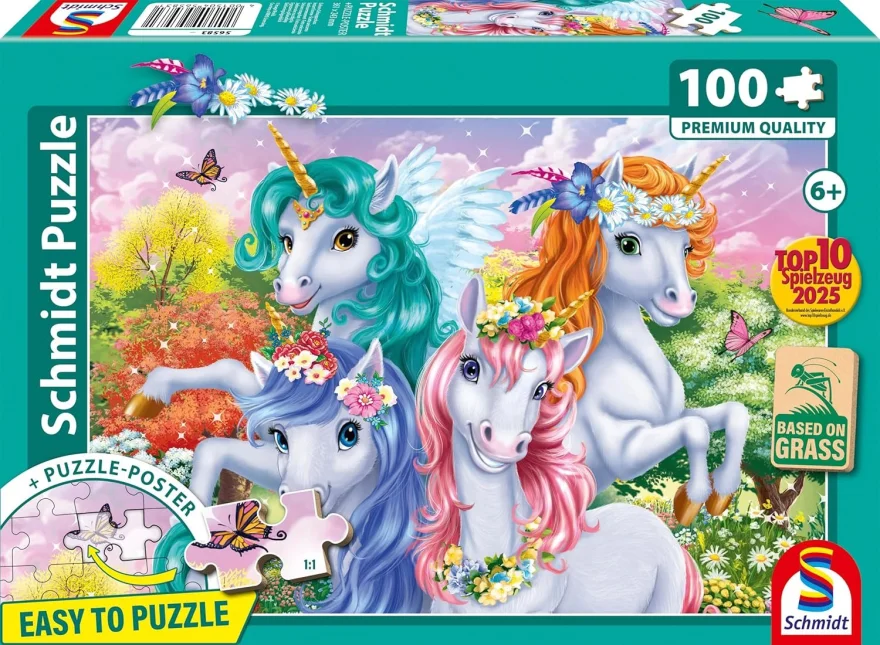 Puzzle pro děti Schmidt 100 dílků Fotka s jednorožci