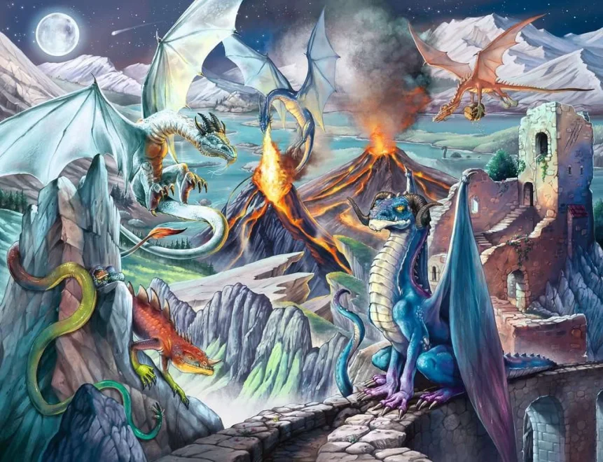 Puzzle Ravensburger 2000 dílků Dračí strážci