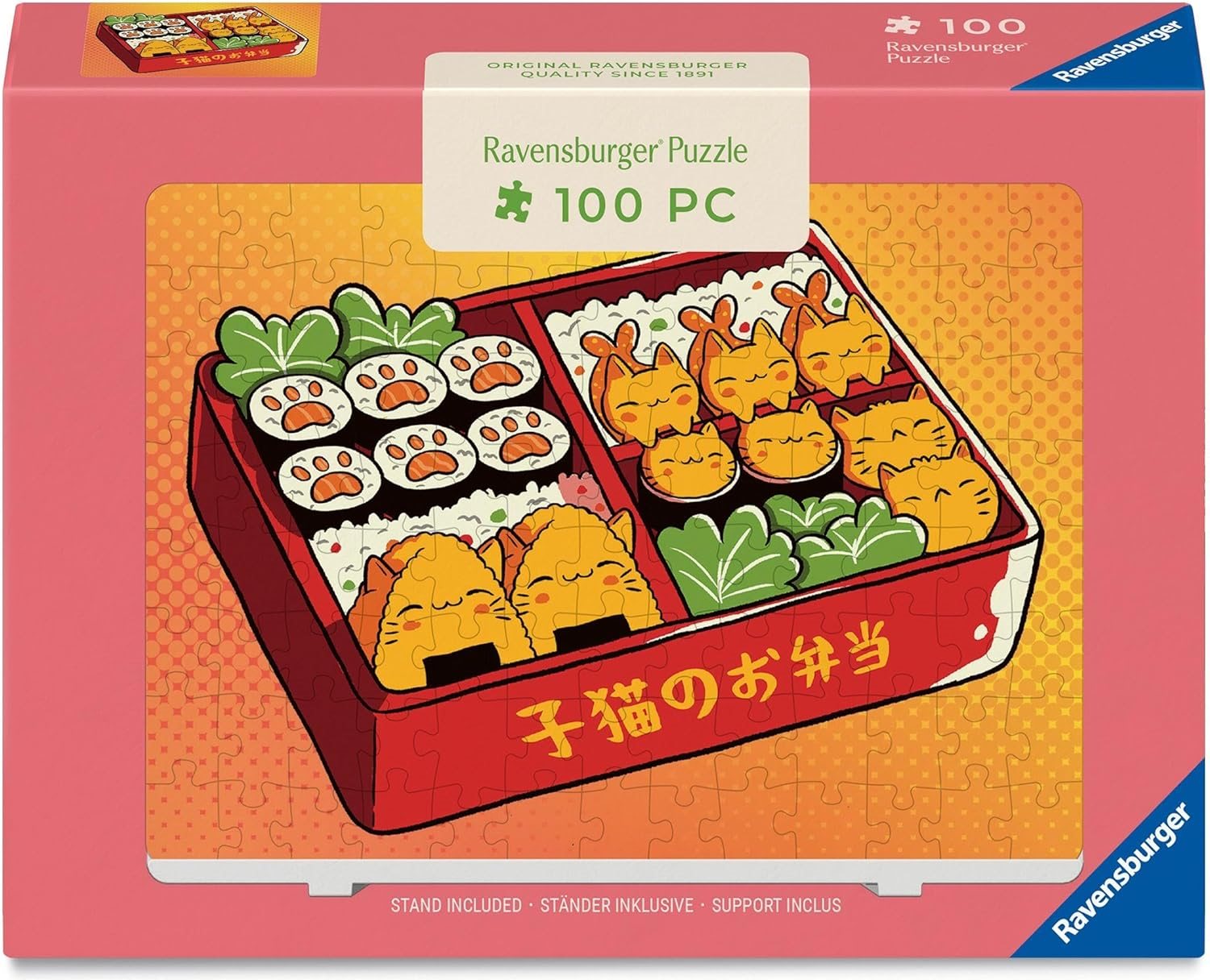 Mini puzzle se stojánkem Ravensburger 100 dílků Kawaii koťátka v bento-boxu