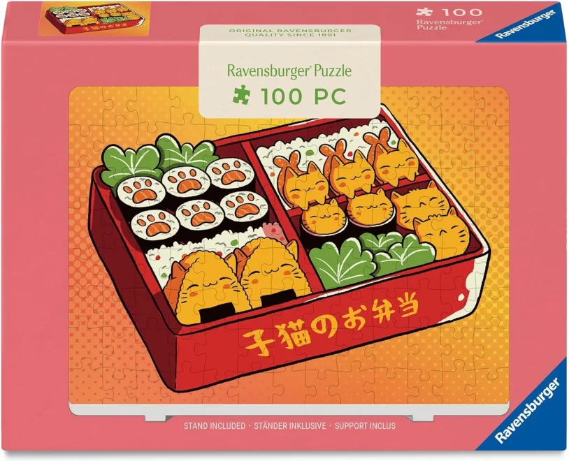 Mini puzzle se stojánkem Ravensburger 100 dílků Kawaii koťátka v bento-boxu