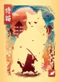 Mini puzzle Trio se stojánkem Ravensburger 3x100 dílků Ukiyo-e: Kočičí válečník, červená panda a dra