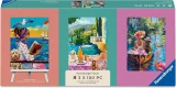 Mini puzzle Trio se stojánkem Ravensburger 3x100 dílků Se psem na cestách