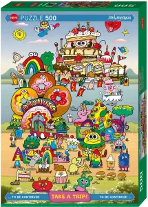 Puzzle Heye 500 dílků Take a Trip! - Výlet s Jonem Burgermanem