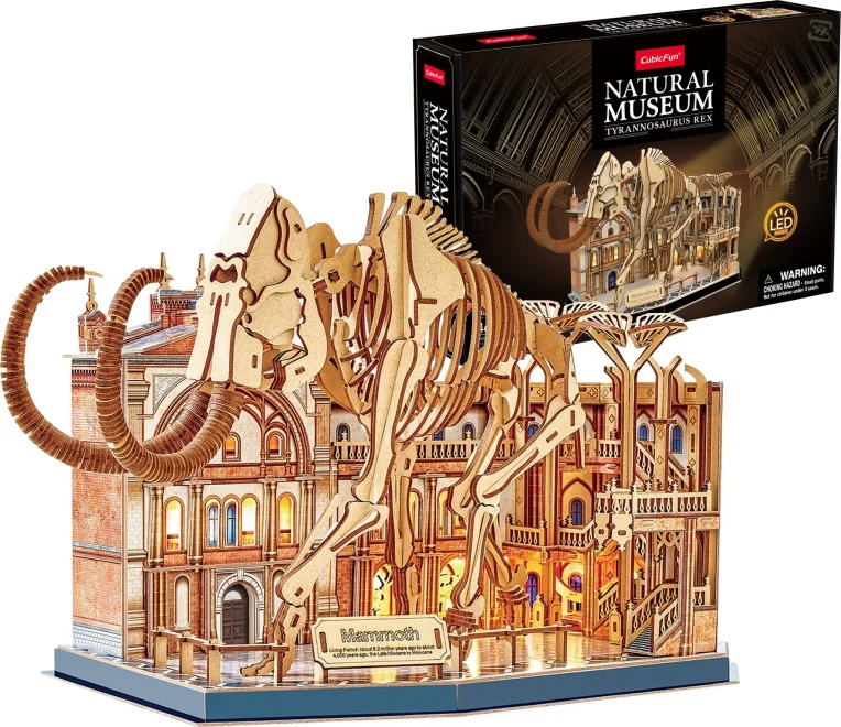 Dřevěné svítící 3D puzzle CubicFun  Natural Museum: Mamut 463 dílků