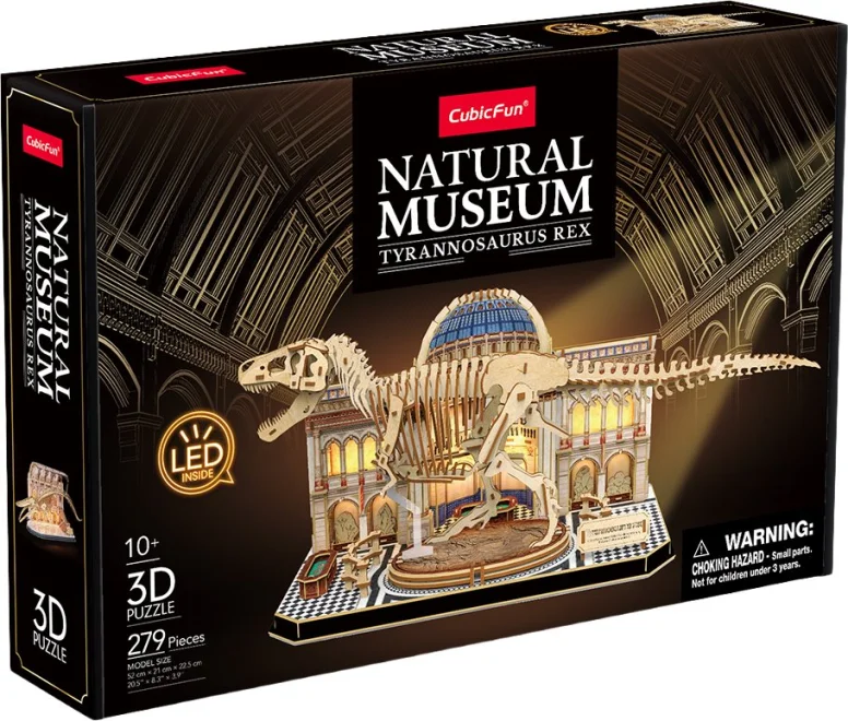 Dřevěné svítící 3D puzzle CubicFun  Natural Museum: Tyranosaurus Rex 262 dílků
