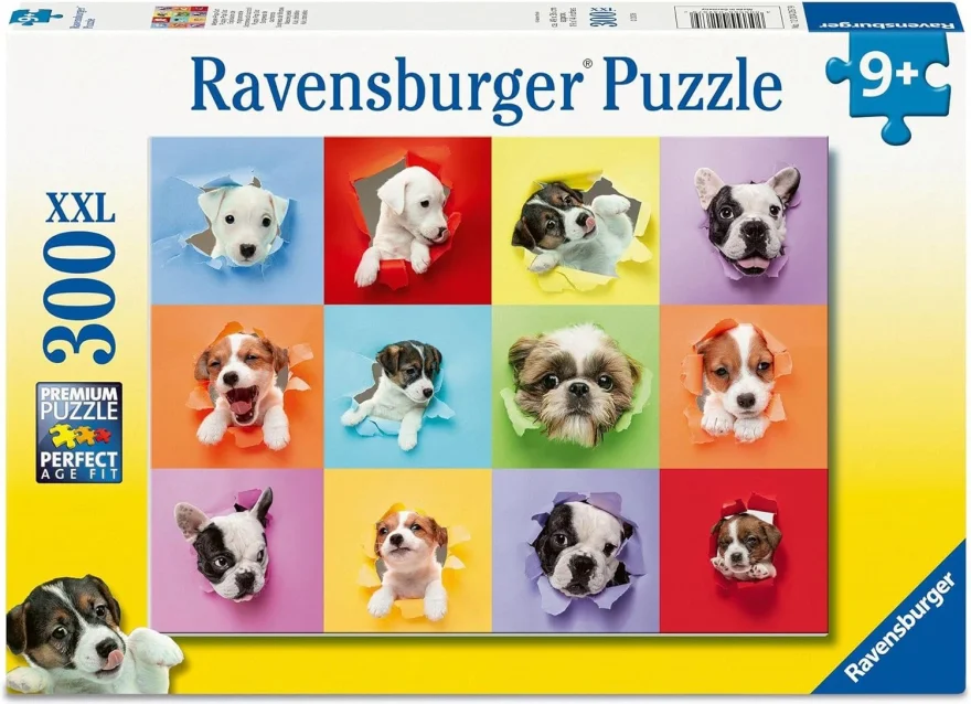 Puzzle pro děti Ravensburger 300 dílků XXL Vykukující štěňátka