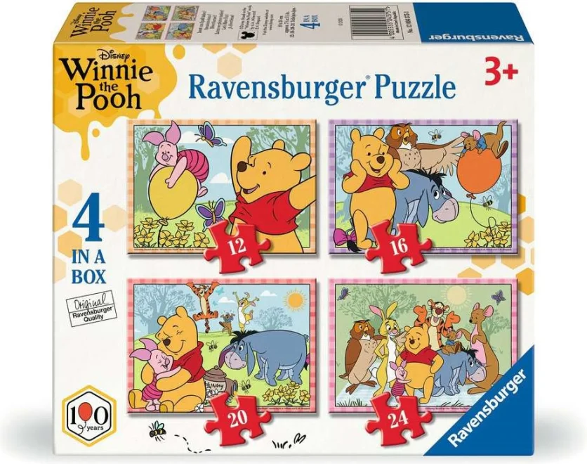 Puzzle pro děti Ravensburger sada 4v1 Medvídek Pú 12,16,20,24 dílků