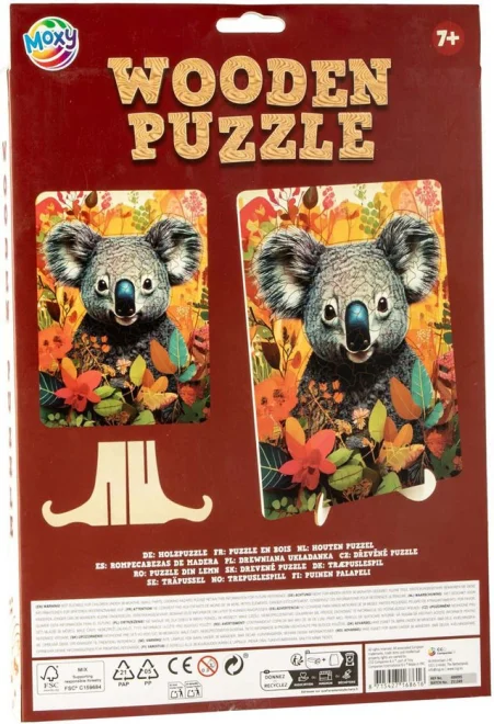 Dřevěné puzzle Moxy se stojánkem Koala 117 dílků