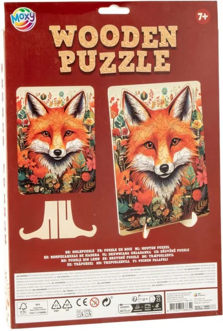 Dřevěné puzzle Moxy se stojánkem Liška 126 dílků