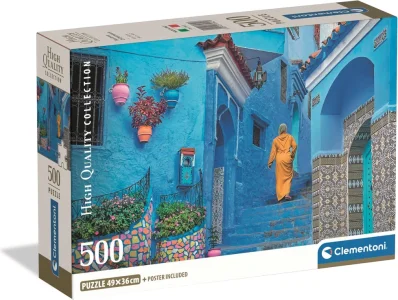 Puzzle Clementoni 500 dílků Modré město Šafšáwán, Chefchaouen, Maroko
