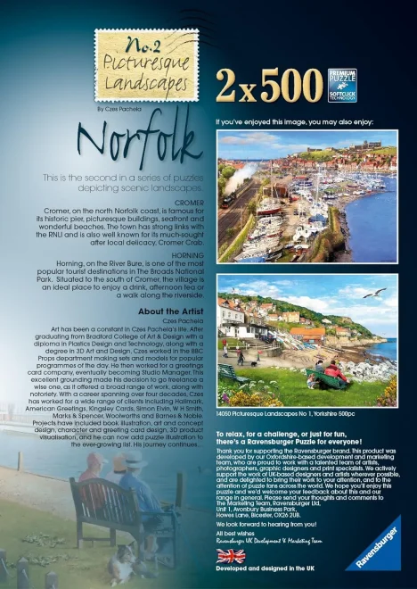 Puzzle Ravensburger 2x500 dílků Malebná krajina č. 2 - Norfolk 2v1