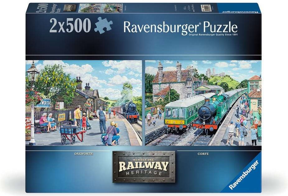 Puzzle Ravensburger 2x500 dílků Dědictví železnice č. 1 - Stanice Corfe a Oakworth