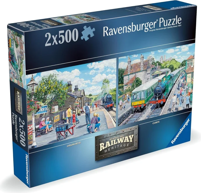 Puzzle Ravensburger 2x500 dílků Dědictví železnice č. 1 - Stanice Corfe a Oakworth