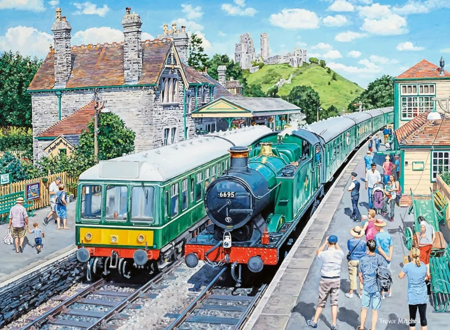 Puzzle Ravensburger 2x500 dílků Dědictví železnice č. 1 - Stanice Corfe a Oakworth