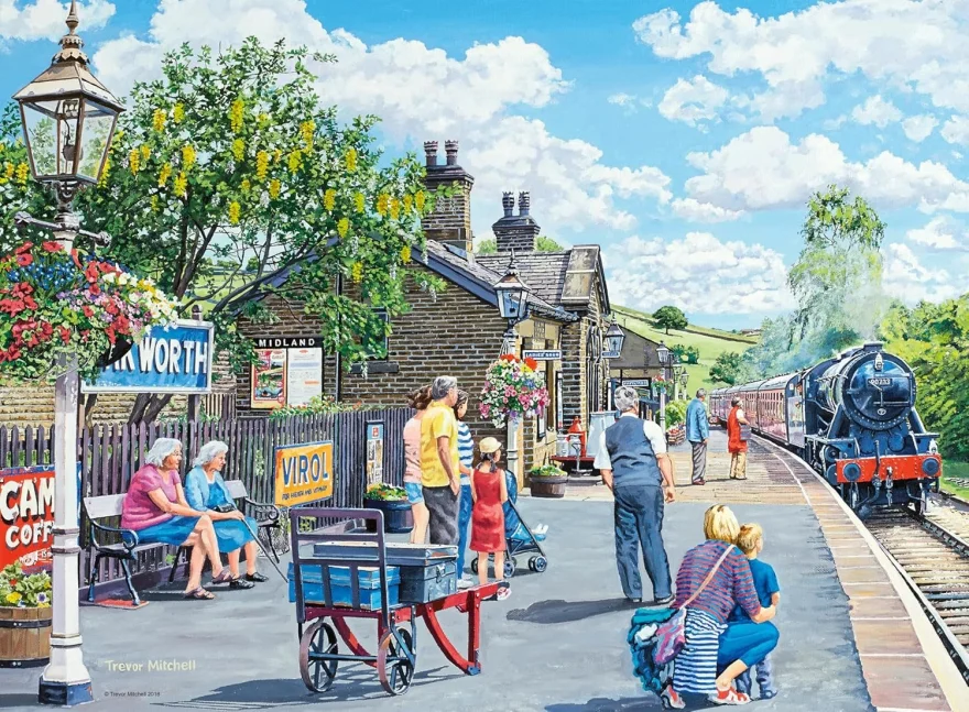 Puzzle Ravensburger 2x500 dílků Dědictví železnice č. 1 - Stanice Corfe a Oakworth