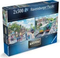 Puzzle Ravensburger 2x500 dílků Dědictví železnice č. 1 - Stanice Corfe a Oakworth