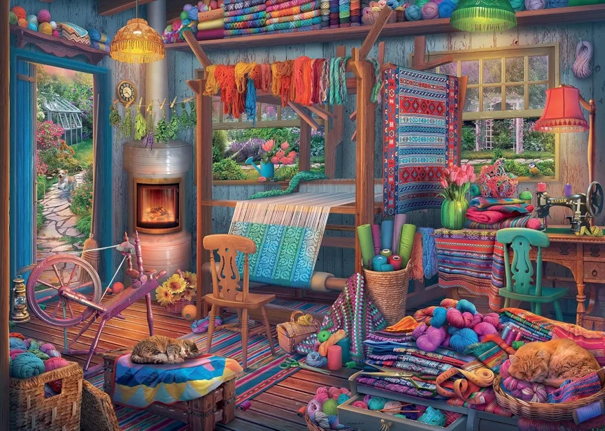 Puzzle Ravensburger 1000 dílků Tkadlenčina dílna