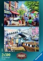 Puzzle Ravensburger 2x500 dílků Vzpomínky na prázdniny č. 1 - Paříž a Benátky