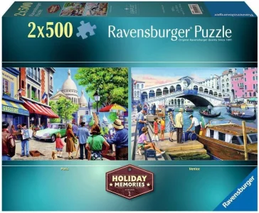 Puzzle Ravensburger 2x500 dílků Vzpomínky na prázdniny č. 1 - Paříž a Benátky