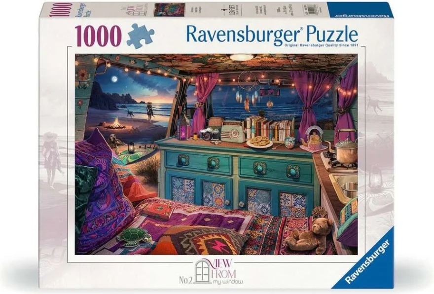 Puzzle Ravensburger 1000 dílků Výhled z okna č. 2 - Obytná dodávka