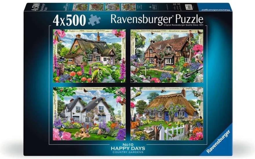 Puzzle Ravensburger 4x500 dílků Happy Days č. 10 - Venkovské zahrady