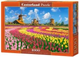 Puzzle Castorland 1000 dílků Holandské větrné mlýny mezi tulipány