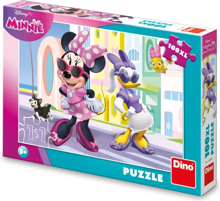 Puzzle pro děti Dino 100 XL dílků Minnie a Daisy ve městě