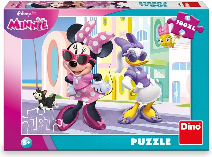Puzzle pro děti Dino 100 XL dílků Minnie a Daisy ve městě