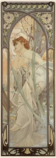 Vertikální puzzle Dino 75 dílků Alfons Mucha – Snění večera