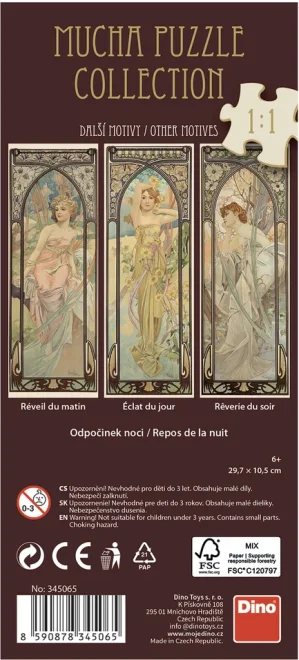 Vertikální puzzle Dino 75 dílků Alfons Mucha – Odpočinek noci