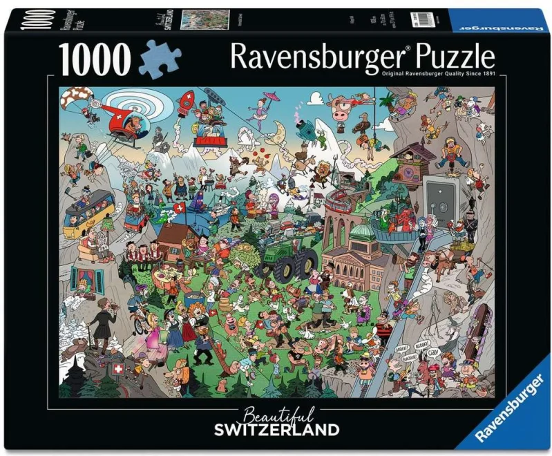Puzzle Ravensburger 1000 dílků Krásné Švýcarsko: Obrázek plný příběhů