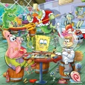Čtvercové puzzle Ravensburger 500 dílků SpongeBob v kalhotách – Herní večer v Křupavém Krabovi