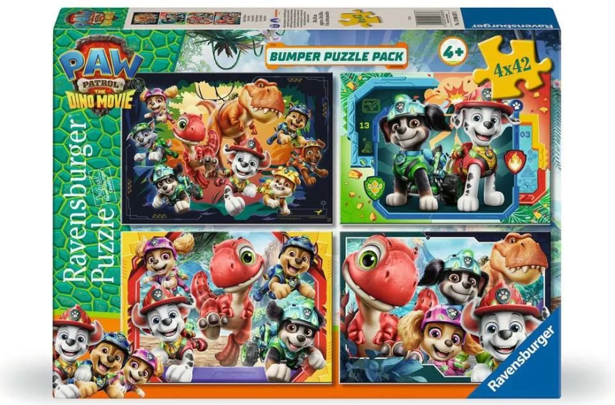 Puzzle sada Ravensburger 4x42 dílků Tlapková patrola: Dinosauří film