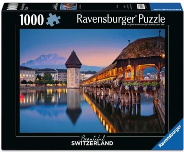 Puzzle Ravensburger 1000 dílků Krásné Švýcarsko: Kapličkový most, Lucern