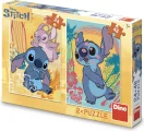 Puzzle pro děti Dino 24+48 dílků Zamilovaný Stitch 2v1