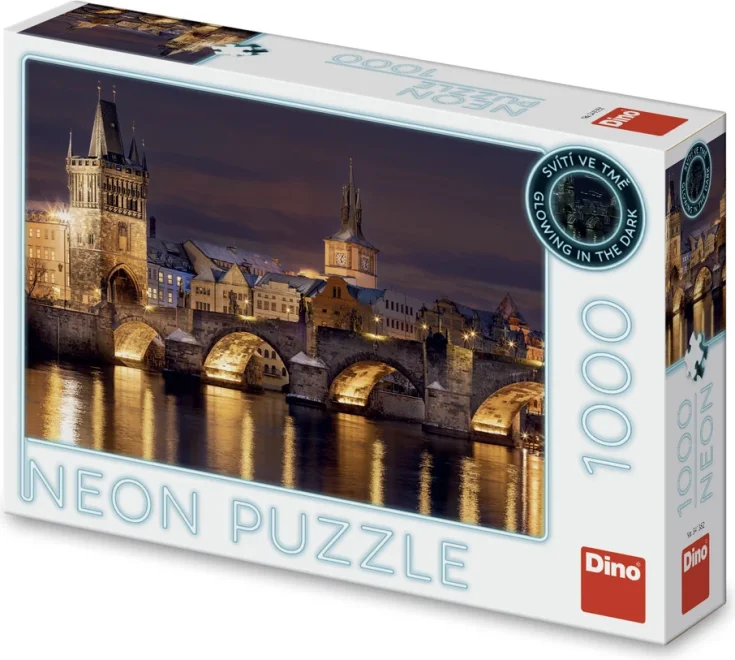 Svítící puzzle Neon Dino 1000 dílků Noční Karlův most