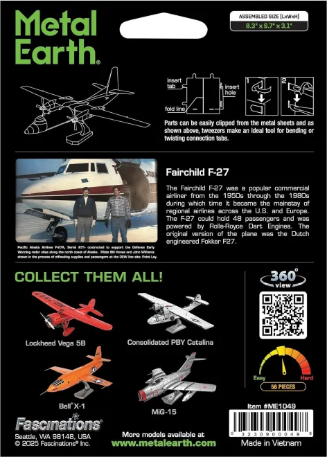 Kovové 3D puzzle Metal Earth  Letoun Fairchild F-27
