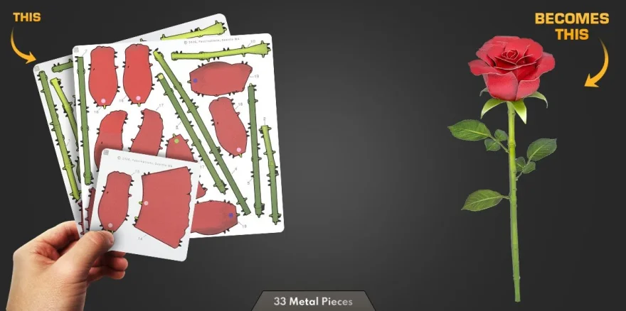Kovové 3D puzzle Metal Earth  Červená růže