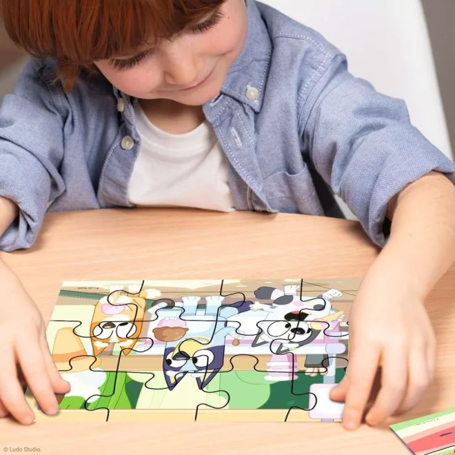 Puzzle pro děti Ravensburger sada 4v1 Bluey: Zábava s rodinou 12,16,20,24 dílků