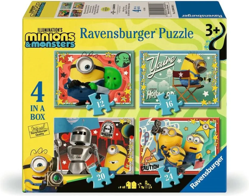 Puzzle pro děti Ravensburger sada 4v1 Mimoni a monstra 12,16,20,24 dílků