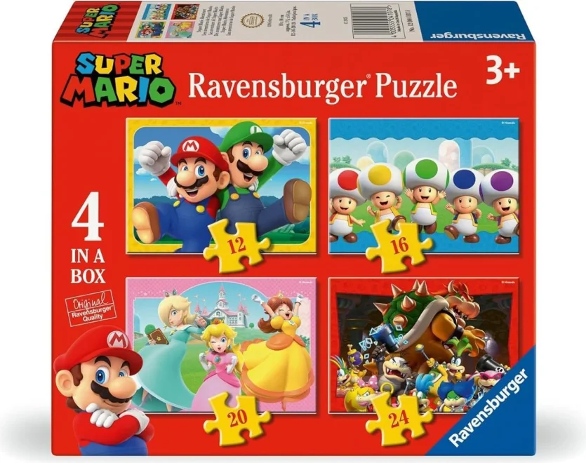 Puzzle pro děti Ravensburger sada 4v1 Super Mario 12,16,20,24 dílků